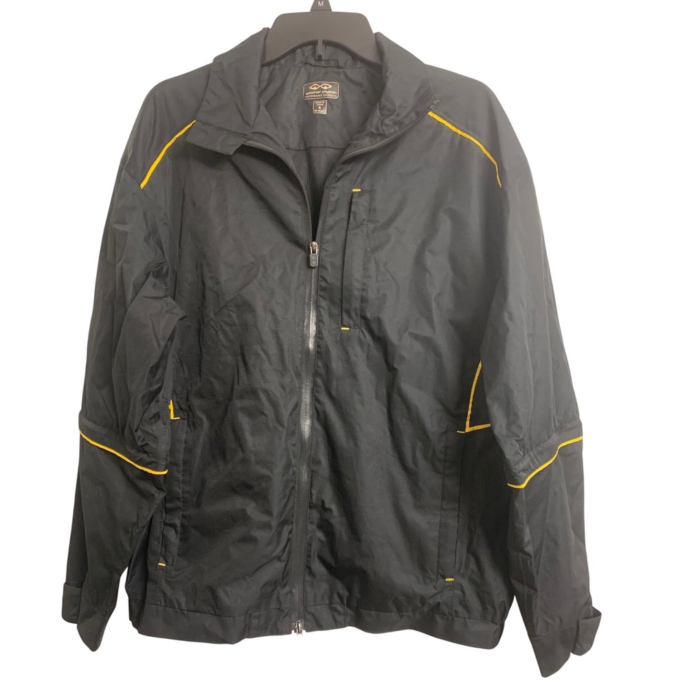 Snake Eyes Performance Rainwear Small Black‎ Yellow Full Zip Golf Jacket S